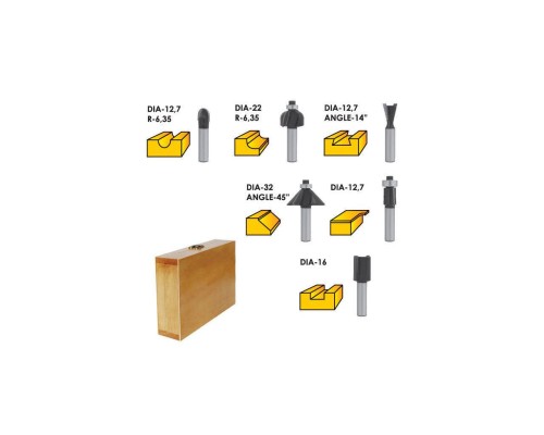 Фрезы по дереву Intertool предназначены для фрезерования, выборки пазов разной формы, выполнение шпоночного паза и др. Все фрезы (6 шт.) укомплектованы в специальный деревянный кейс, который удобен как для хранения, та