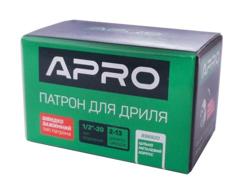 Патрон для дрели быстрозажимной Apro - 1/2 x 20 x 2-13 мм