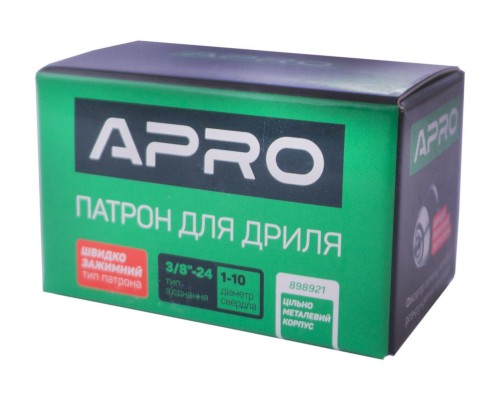 Патрон для дрели быстрозажимной Apro - 3/8 x 24 x 1-10 мм