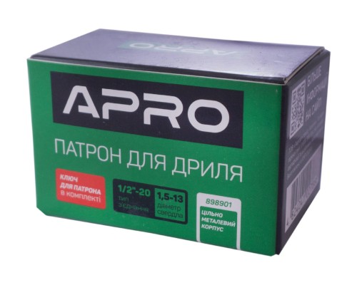 Патрон для дрели с ключем Apro - 1/2 x 20 x 1,5-13 мм