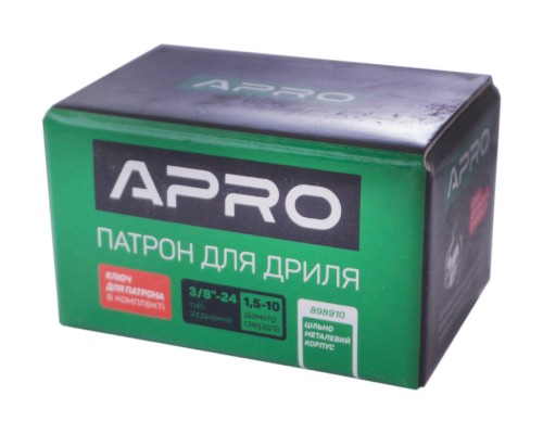 Патрон для дрели с ключем Apro - 3/8 x 24 x 1,5-10 мм