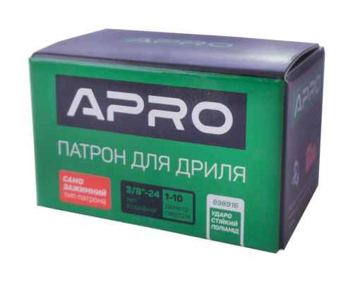 Патрон для дрели самозажимной Apro - 3/8 x 24 x 1-10 мм