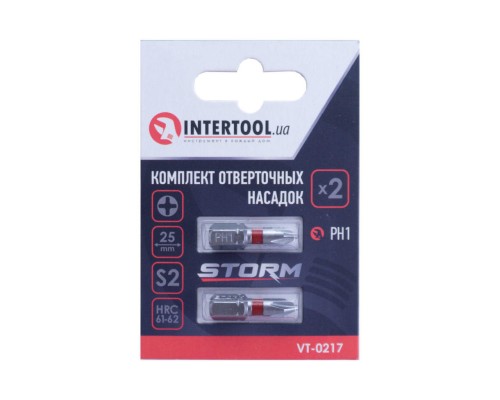 Бита Intertool - PH1 x 25 мм Storm (2 шт.)