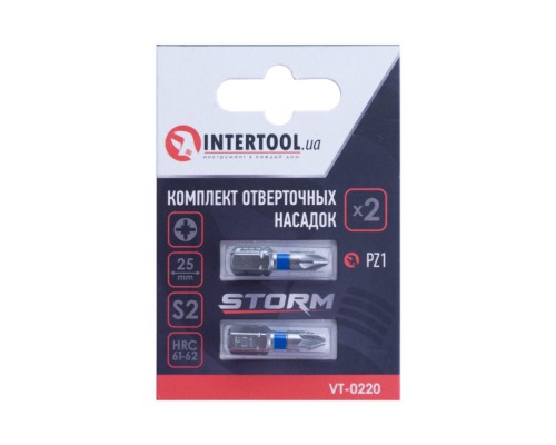 Бита Intertool - PZ1 x 25 мм Storm (2 шт.)