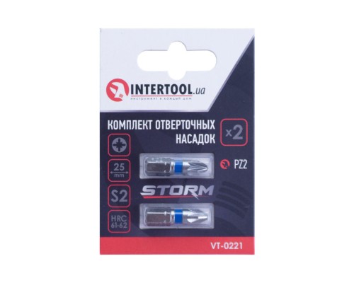 Бита Intertool - PZ2 x 25 мм Storm (2 шт.)