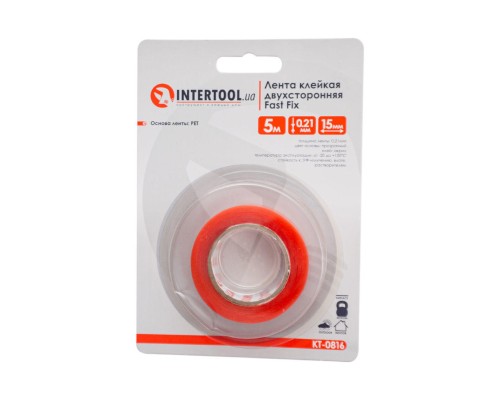 Лента двухсторонняя Intertool - 15 мм x 5 м акрил Fast Fix