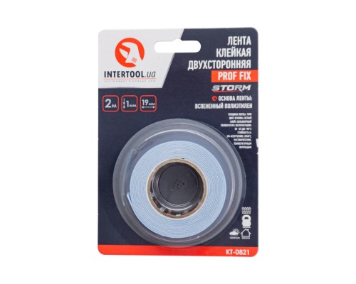 Лента двухсторонняя Intertool - 19 мм x 2 м вспененная Prof Fix Storm