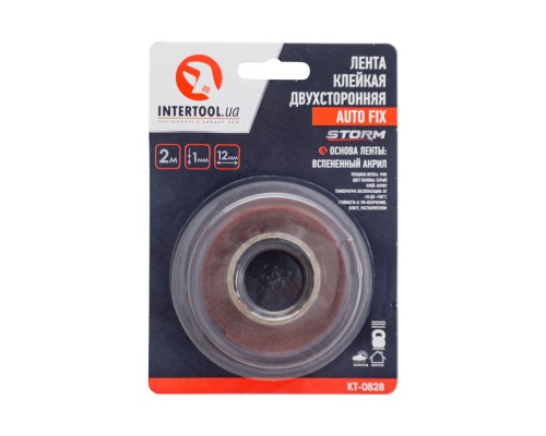 Лента двухсторонняя Intertool - 12 x 1 мм x 2 м пеноакрил Auto Fix Storm