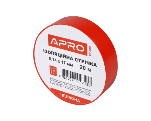 Стрічка ізоляційна Apro - 17 x 0,14мм x 20м червона