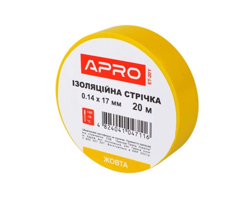 Стрічка ізоляційна Apro - 17 x 0,14мм x 20м жовта