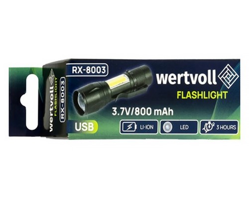 Ліхтар ручний Vertvoll - 2LED (1COB) x 1Вт Li-ion