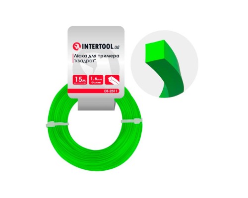 Лісочка для тримера Intertool - 1,6мм x 15м квадрат