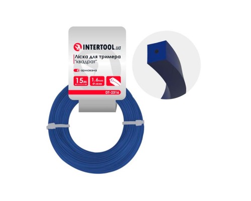 Лісочка для тримера Intertool - 1,6мм x 15м квадрат армований